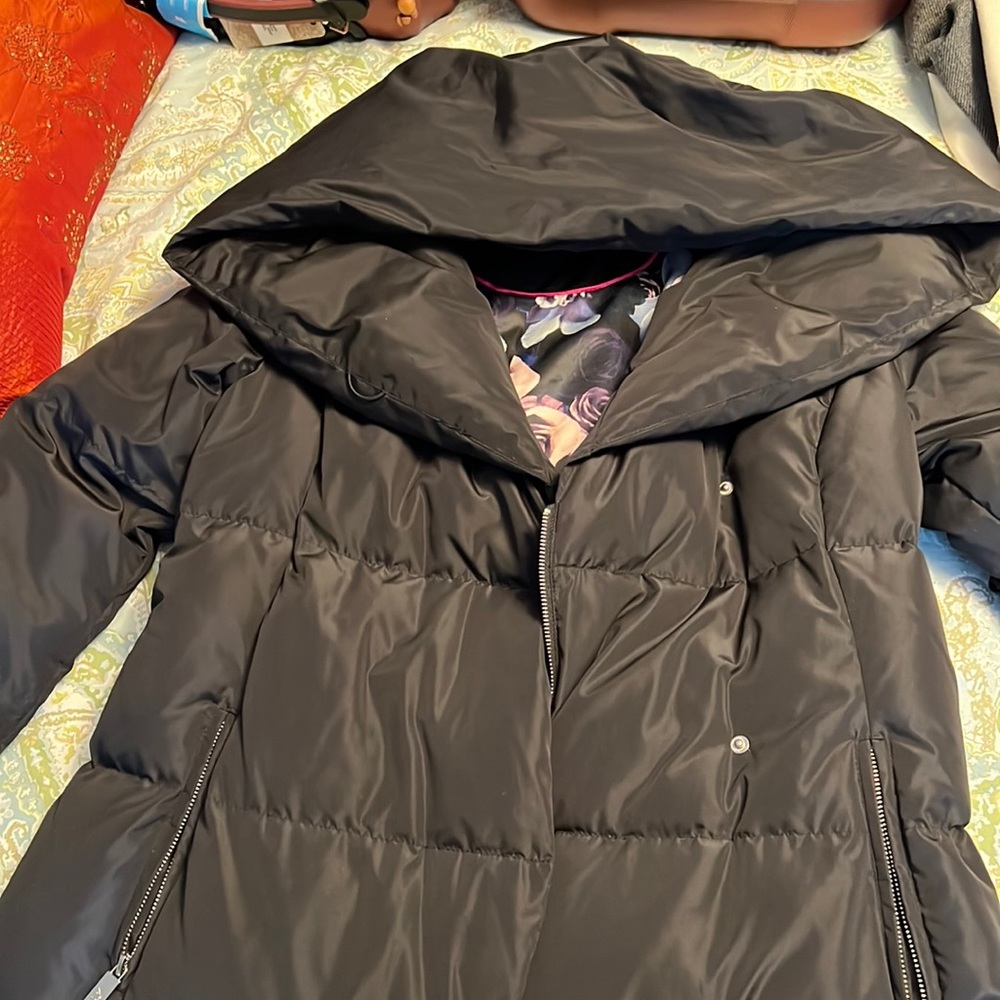 Long black puffer coat by Eliza j